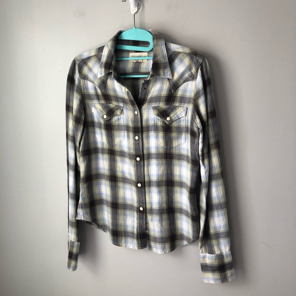 Ralph Lauren denim & supply pearl snap sawtooth cotton womens button up M rodeo - Picture 2 of 13